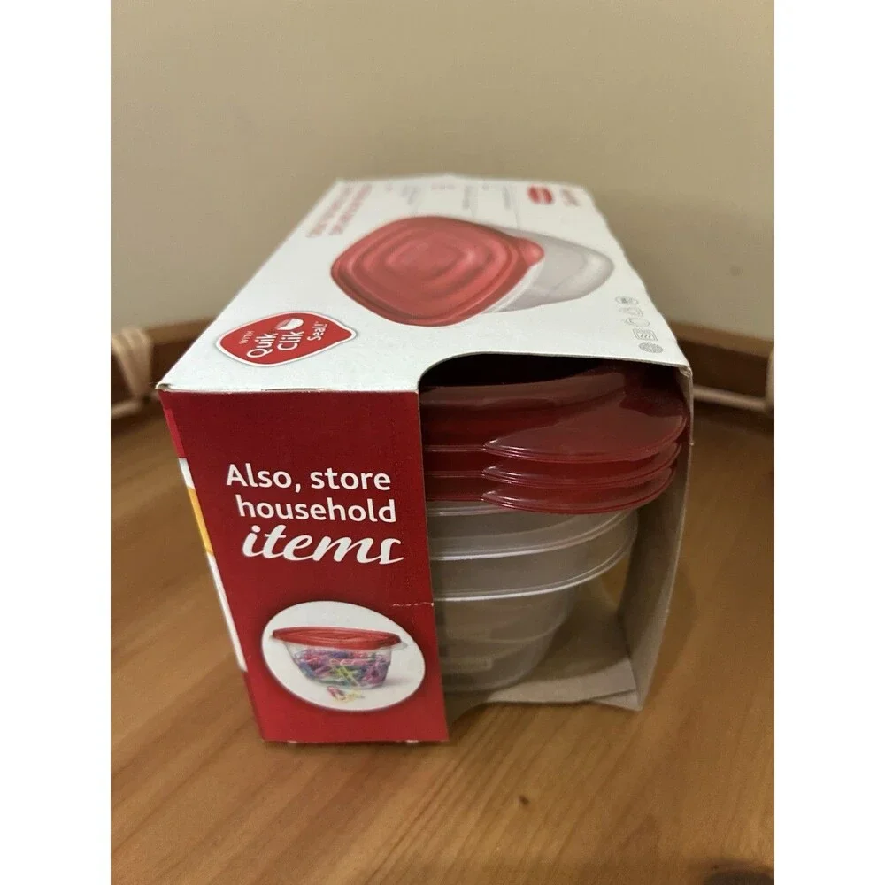 Rubbermaid TakeAlongs Red Food Storage Containers Set 6 MINIS 0.5 CUPS NEW